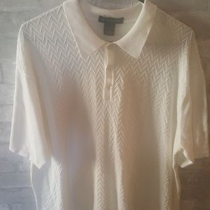 J. Ferrar White Ribbed Polo
